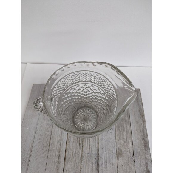Anchor Hocking Wexford Pitcher #2 Clear Pressed Glass Diamond Point Vintage 9" - Picture 5 of 6